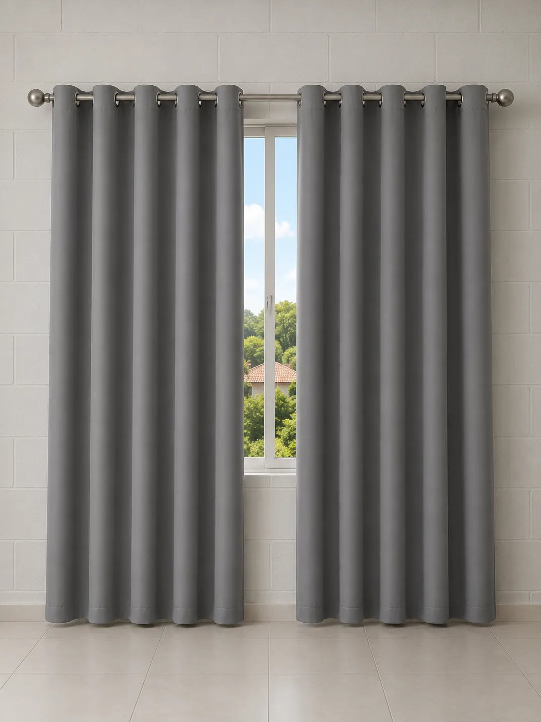 Cinza | Cortina Blackout Eclipse Simple cinza em ambiente com luz natural