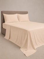 Areia | Casal, Queen | Jogo de lençol areia micropercal 200 fios na cama de casal