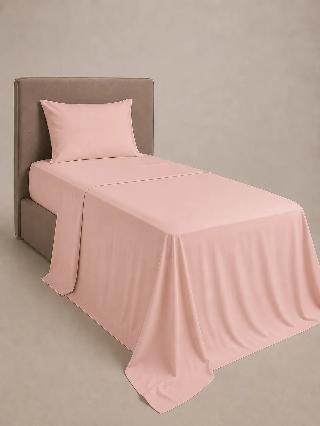 Rosa | Solteiro | Jogo de lençol rosa micropercal 200 fios na cama de solteiro